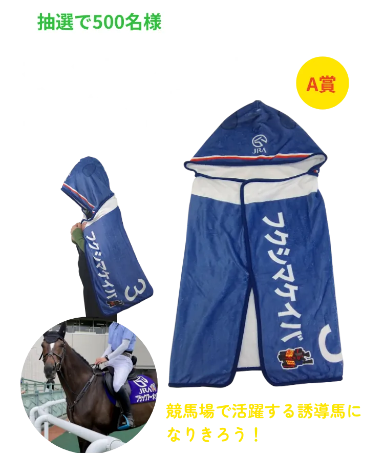 A賞 抽選で500名様 オリジナルフード付きブランケットをプレゼント!!